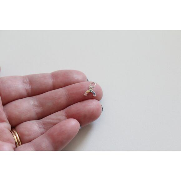 Sterling Silver Tiny Rainbow Charm with Nano Gems Charm - Picture 2 of 5